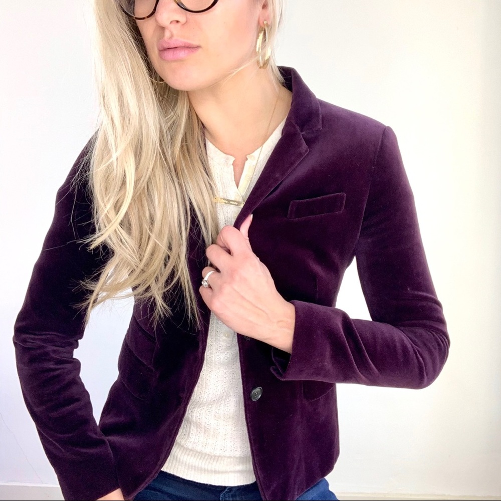 J.Crew Schoolboy Purple Velvet Winter Blazer 0